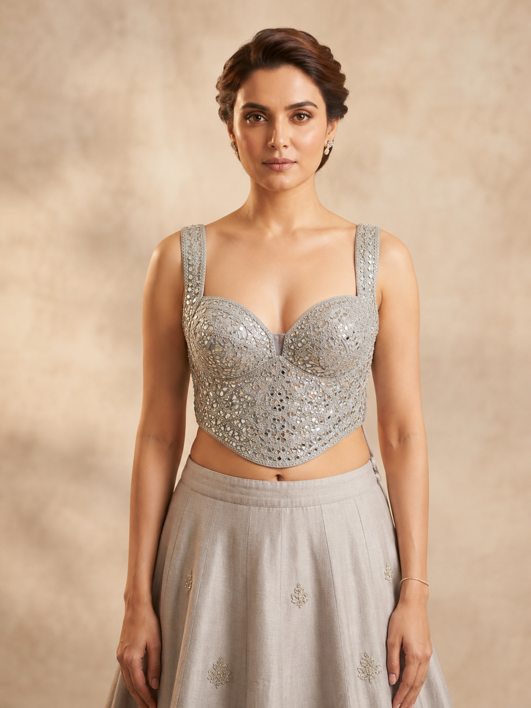 Mirror with thread work corset