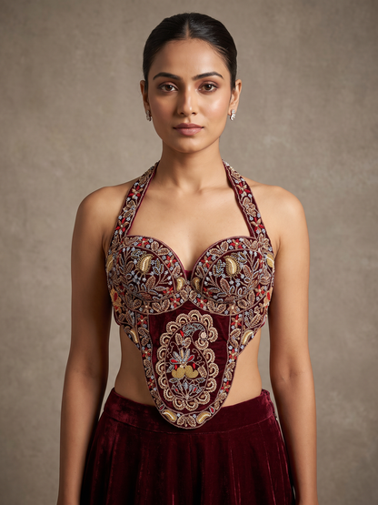 U shape velvet corset