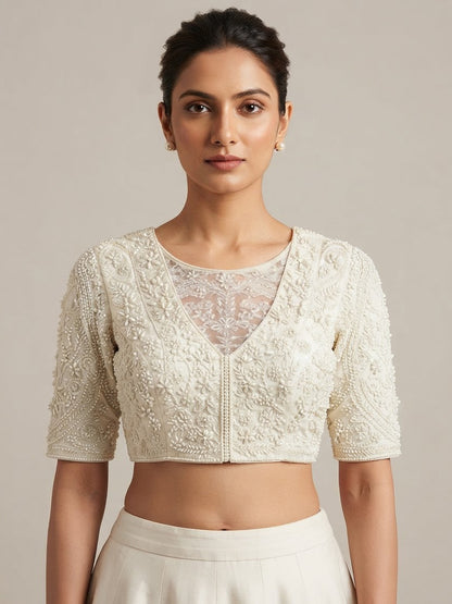 Pearl Blouse with elbow sleeves