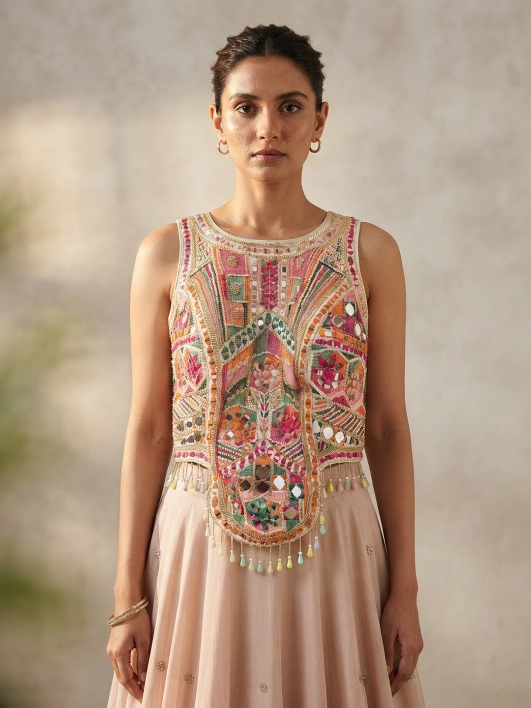 Mirror Work Long Garba Blouse