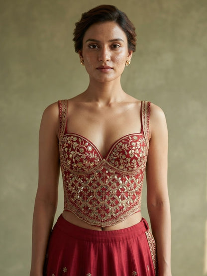 Mirror with thread work corset